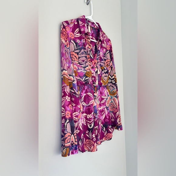 Pilcro Women's Size XS Romy Relaxed Button Down Boho Colorful Tropical Vacation - Picture 2 of 12